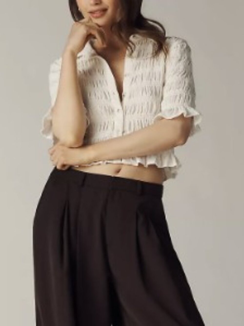 Maeve Smocked Button-Front Top, M. Anthrpologie